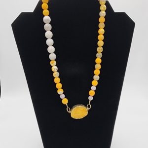 Yellow and White Beads Necklace