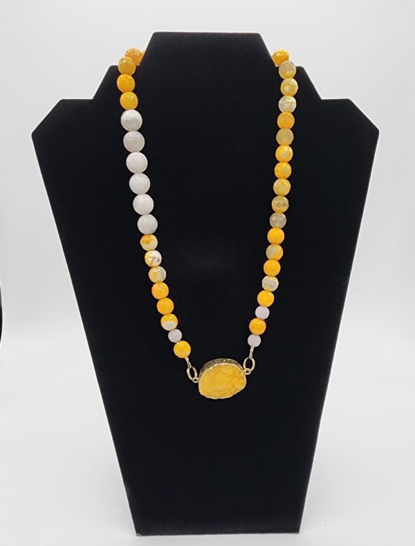 Yellow and White Beads Necklace
